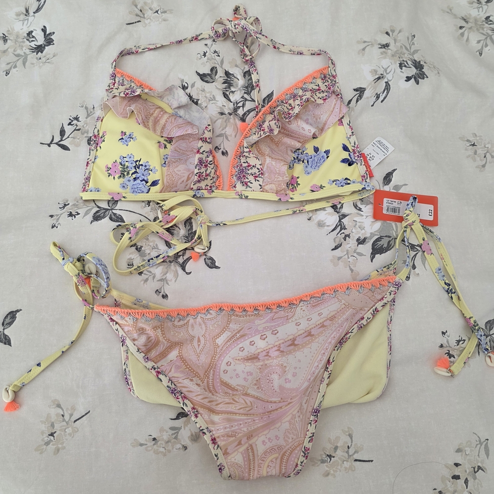 River Island Yellow and Pink Floral Bikini